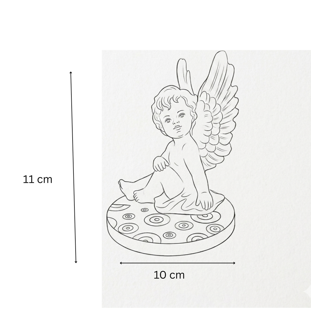 Baby Angel With Evil Eye Round Marble Base