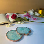 Purple  Crystal Agate Coaster With Rose Gold Plating