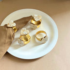 Diamond Shape Mother of Pearl Napkin Rings set