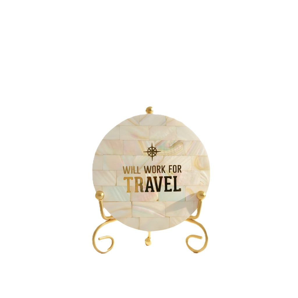 Mother of Pearl Will work for travel Showpiece With Metal Stand