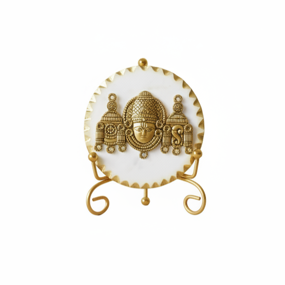 Marble Metal Venketeshwar Showpiece With Metal Stand