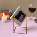 Square Marble Desktop Clock With Metal Stand