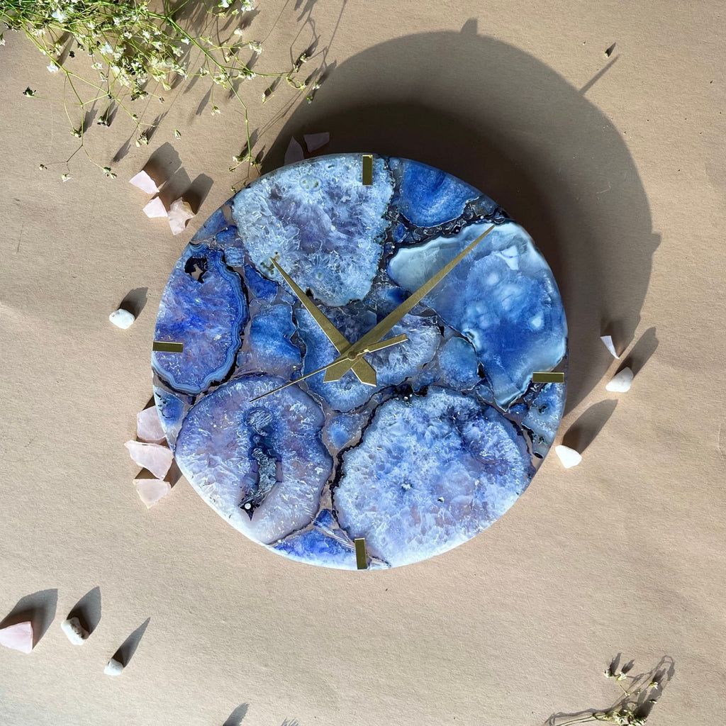 Blue  Agate Round Wall Clock