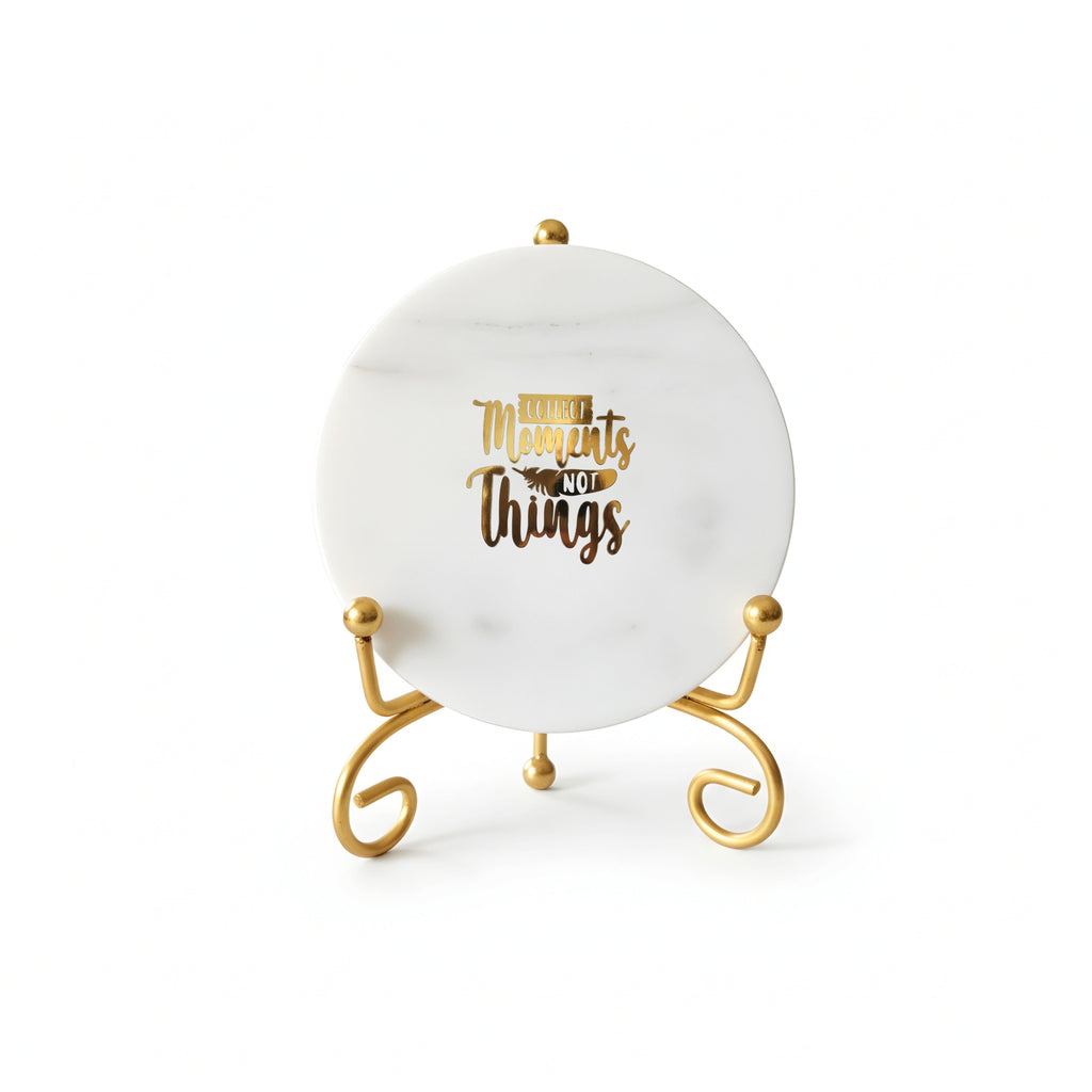 Marble Collect moments not things Showpiece With Metal Stand