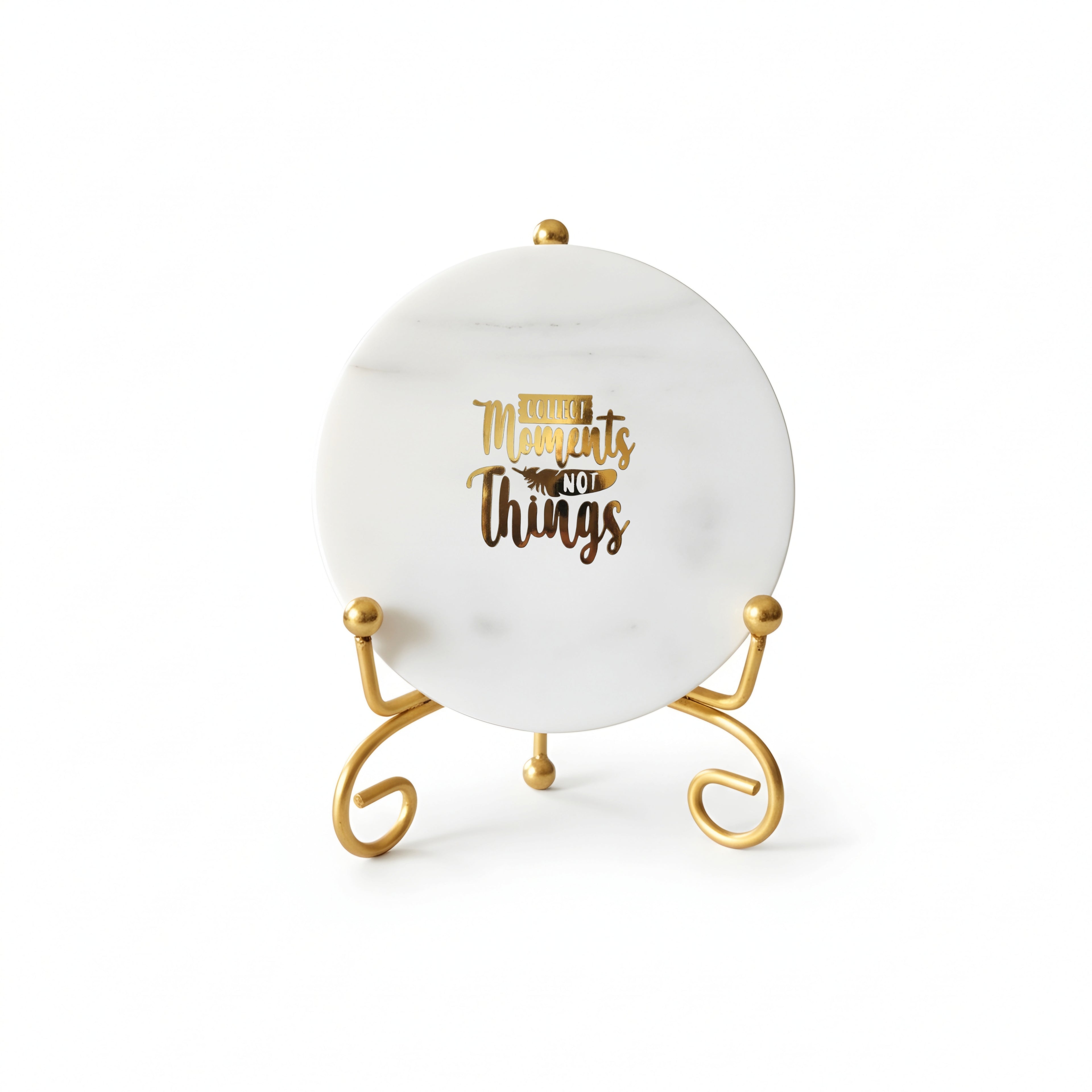 Marble Collect moments not things Showpiece With Metal Stand