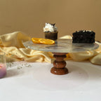 Natural Agate Cake Stand with Wooden Base - 10 Inches