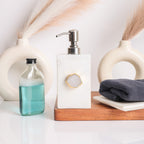 White Marble with White Agate Soap Dispenser