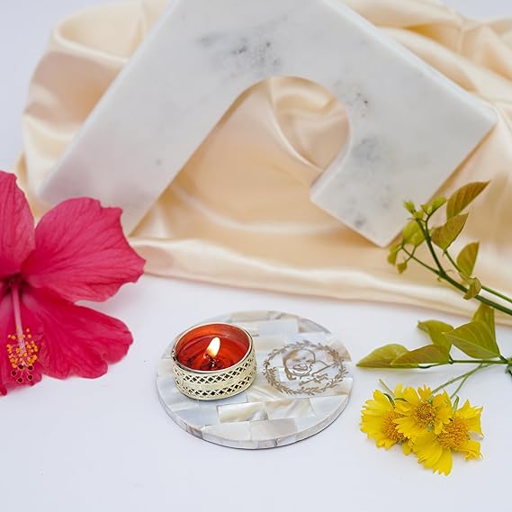 Jai Shree Ram Tea Light Holder Mother of Pearl