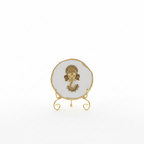 Agate Metal Ganesha Showpiece with Metal Stand - White
