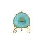 Agate Om Namah Shivay Showpiece with Metal Stand - Turquoise