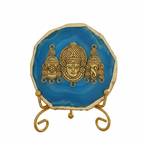 Agate Metal Venketeshwar Showpiece with Metal Stand - Blue
