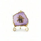 Agate Radha Krishna Showpiece with Metal Stand - Purple