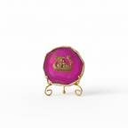 Agate Metal Radha Krishna Showpiece with Metal Stand - Pink