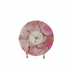 Agate Round Pink Color Desk Clock with Metal Stand