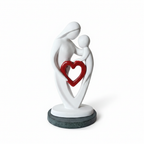 Mother baby red heart showpiece with green marble base