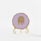 Agate Metal Krishna Showpiece with Metal Stand - Purple