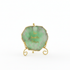 Agate love laughter forever Showpiece with Metal Stand - Green