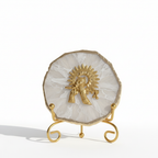 Agate Metal Krishna Showpiece with Metal Stand - White