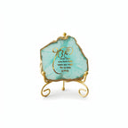 Agate Starting of Mool Mantra Showpiece with Metal Stand - Turquoise