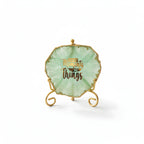 Agate Collect moments not things showpieces with Metal Stand - Green