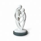Mother Baby White Heart Showpiece with Green Marble Base