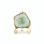 Agate Starting of Mool Mantra Showpiece with Metal Stand - Green