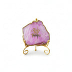 Agate Om Namah Shivay Showpiece with Metal Stand - Pink