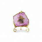 Agate Radha Krishna Showpiece with Metal Stand - Pink