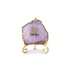 Agate Om Namah Shivay Showpiece with Metal Stand - Purple