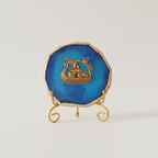 Agate Metal Radha Krishna Showpiece with Metal Stand - Blue