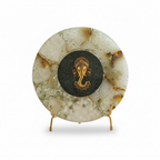 Agate Metal Ganesha Big Showpiece With Metal Stand