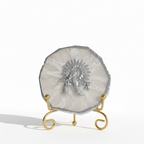 Agate Silver Metal Krishna Showpiece with Metal Stand - White