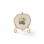 Agate Collect moments not things showpieces with Metal Stand - White