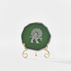 Agate Silver Metal Krishna Showpiece with Metal Stand - Green