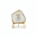 Agate Starting of Mool Mantra Showpiece with Metal Stand - White