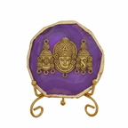 Agate Metal Venketeshwar Showpiece with Metal Stand - Purple