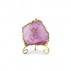Agate Starting of Mool Mantra Showpiece with Metal Stand - Pink