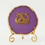 Agate Metal Radha Krishna Showpiece with Metal Stand - Purple