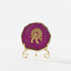 Agate Metal Krishna Showpiece with Metal Stand - Pink