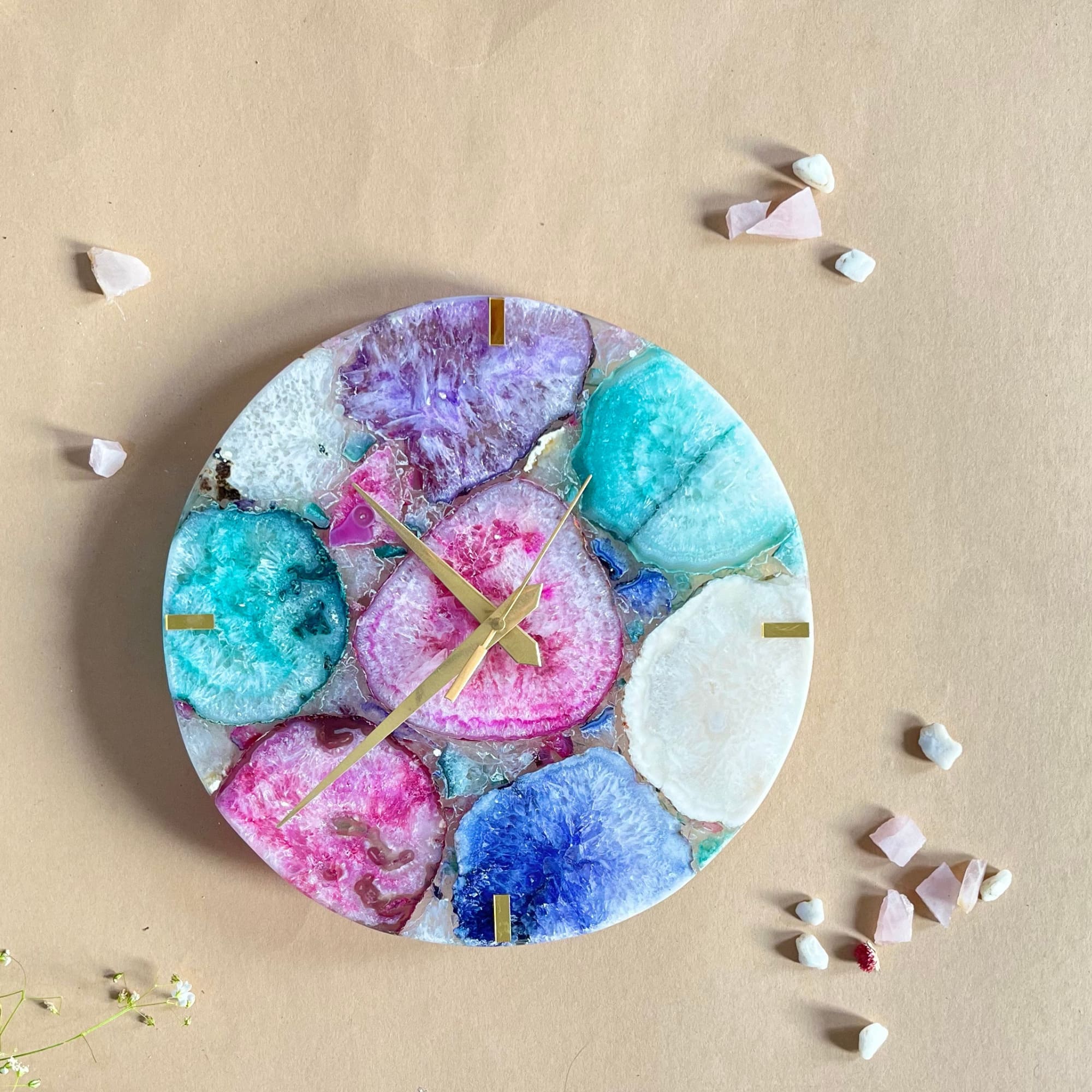 Turquoise  Agate Round Wall Clock