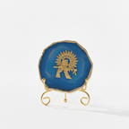 Agate Metal Krishna Showpiece with Metal Stand - Blue