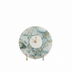 Agate Round Turquoise Color Desk Clock with Metal Stand