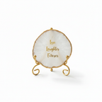 Agate love laughter forever Showpiece with Metal Stand - White