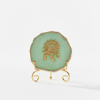 Agate Metal Krishna Showpiece with Metal Stand - Green