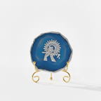 Agate Silver Metal Krishna Showpiece with Metal Stand - Blue