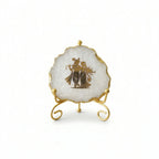 Agate Radha Krishna Showpiece with Metal Stand - White
