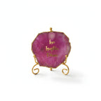 Agate love laughter forever Showpiece with Metal Stand - Pink