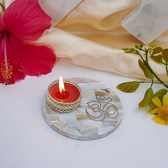 Jai Shree Ram Tea Light Holder Mother of Pearl