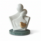 White Couple Showpiece Golden Heart With Green Marble Base