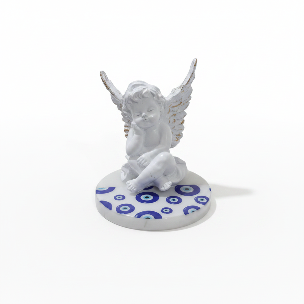 Baby angel with Evil Eye Marble Base